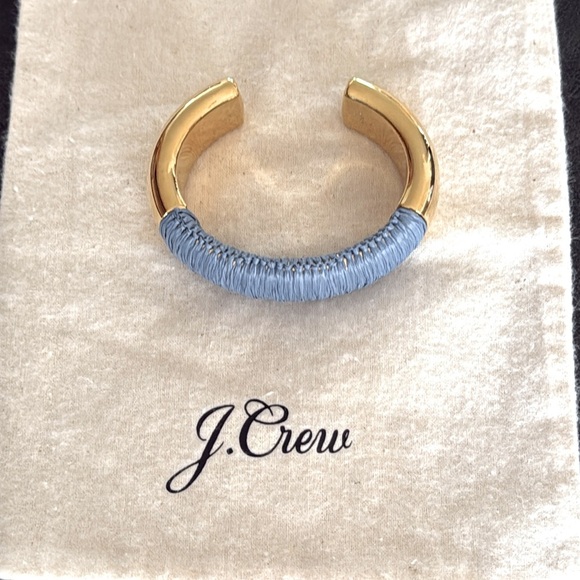 J crew  Cotton raffia-wrapped cuff bracelet in retro blue size M/L NWOT - Picture 3 of 3